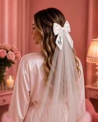 Bride Satin Bow Veil — Party Bow & Veil Accent